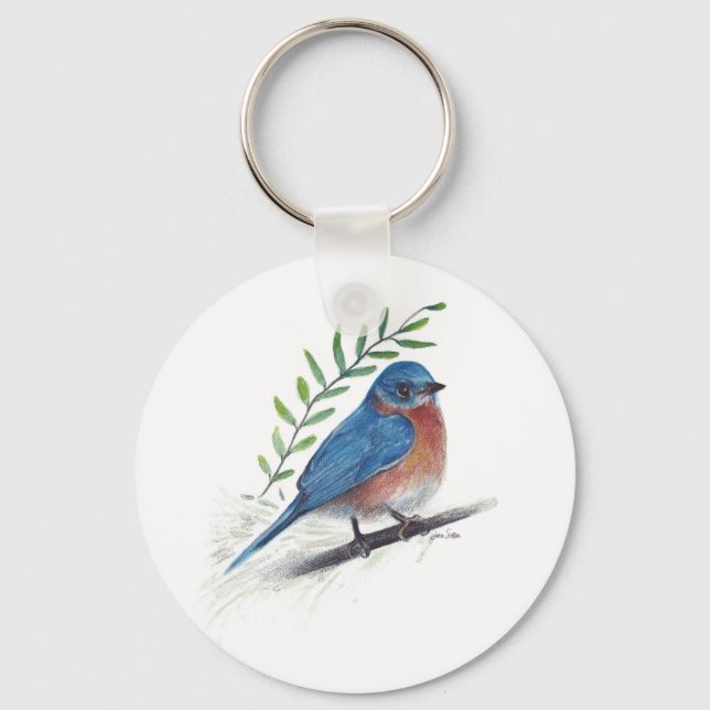 Bluebird Bird Art Keychain (Front)