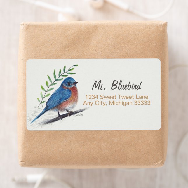 Bluebird Bird Art Return Label (Insitu)