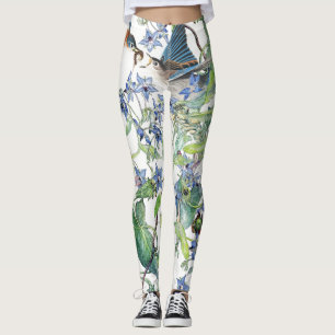 Bluebird Birds Floral All Over Print Leggings
