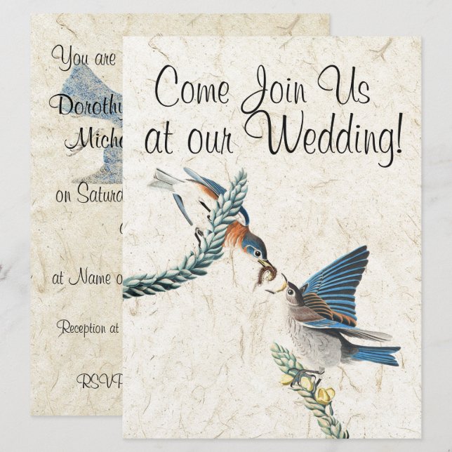 Bluebird Birds Wildlife Animals Wedding Invitation (Front/Back)