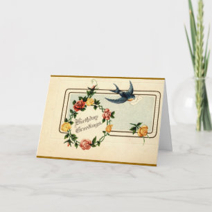 Bluebird Birthday Greetings 1917 Vintage Card