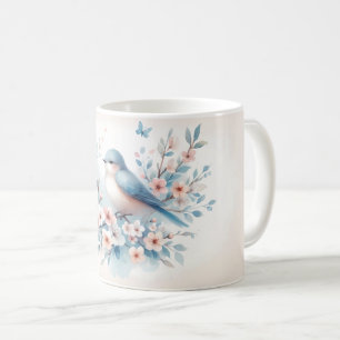 Bluebird Blossom Watercolor Serenity Coffee Mug