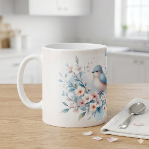 Bluebird Blossom Watercolor Serenity Coffee Mug