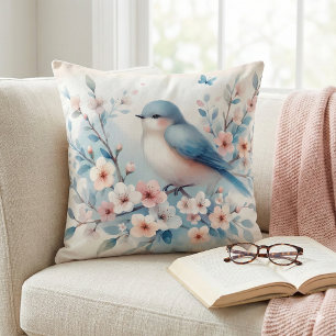 Bluebird Blossom Watercolor Serenity Cushion