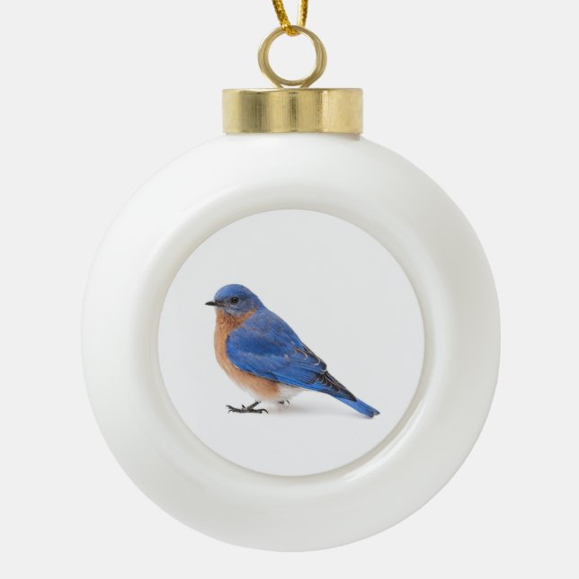 Bluebird Ceramic Ball Christmas Ornament (Front)