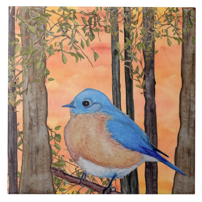 Bluebird Ceramic Tile, Large Tile (Front)
