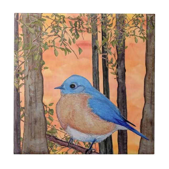 Bluebird Ceramic Tile, Small (4.25" x 4.25") Ceramic Tile (Front)