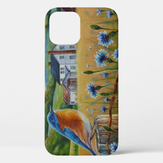 Bluebird Cornflowers Summer Farm Watercolor Art iPhone 12 Case