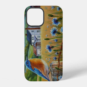 Bluebird Cornflowers Summer Farm Watercolor Art iPhone 12 Case