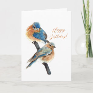 Bluebird Couple Happy Birthday Note Card