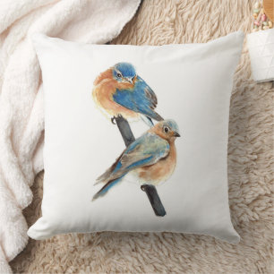 Bluebird Couple Watercolor Art Cushion