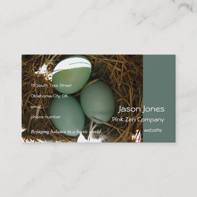 Bluebird Eggs times three Business Card (Front)