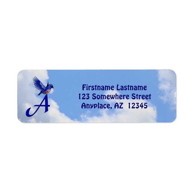 Bluebird Elegant Monogram Initial A Return Address Label (Front)
