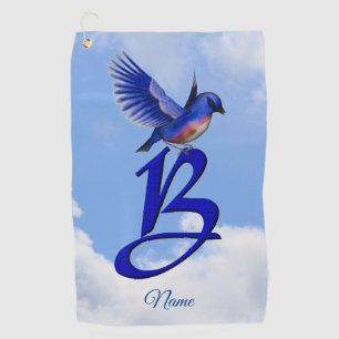 Bluebird Elegant Monogram Initial B Personalised Golf Towel