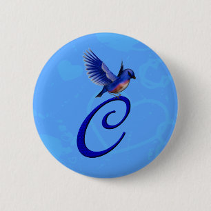 Bluebird Elegant Monogram Initial C 6 Cm Round Badge