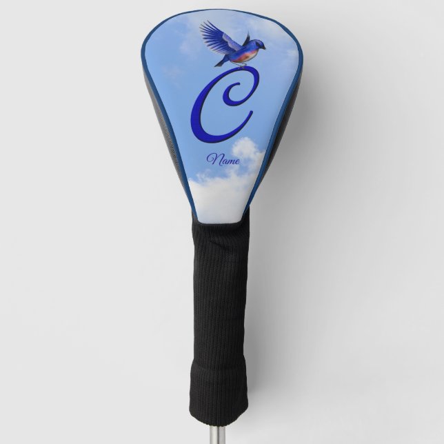 Bluebird Elegant Monogram Initial C Personalised Golf Head Cover (Front)