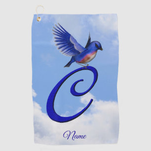 Bluebird Elegant Monogram Initial C Personalised Golf Towel