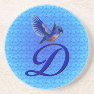 Bluebird Elegant Monogram Initial D Coaster