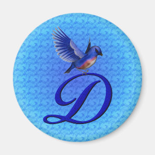 Bluebird Elegant Monogram Initial D Magnet