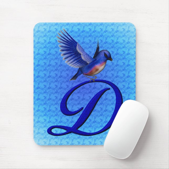 Bluebird Elegant Monogram Initial D Mouse Pad (With Mouse)