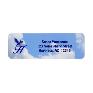 Bluebird Elegant Monogram Initial H Return Address Label