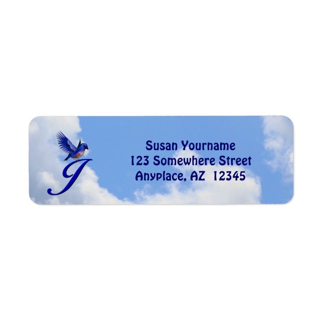 Bluebird Elegant Monogram Initial J Return Address Label (Front)