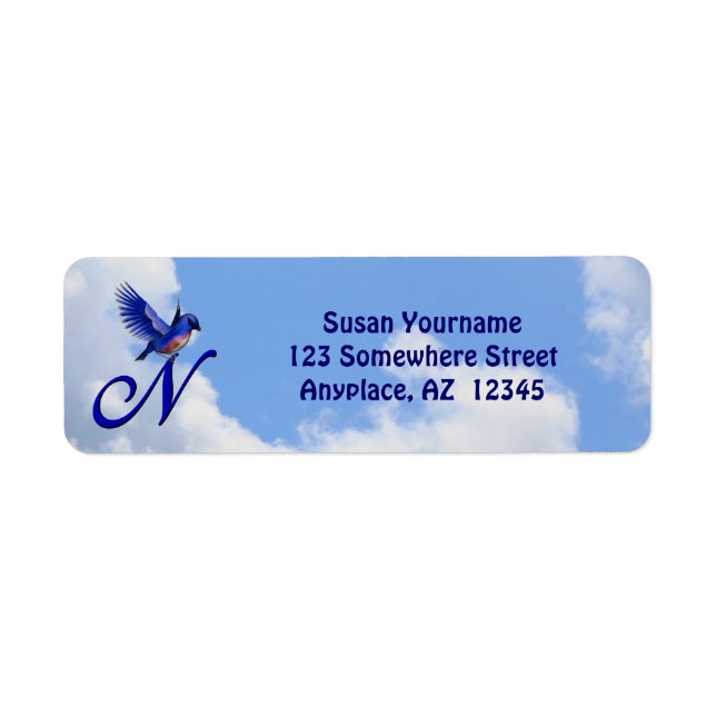 Bluebird Elegant Monogram Initial N Return Address Label (Front)