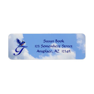 Bluebird Elegant Monogram Initial T Address Return Address Label
