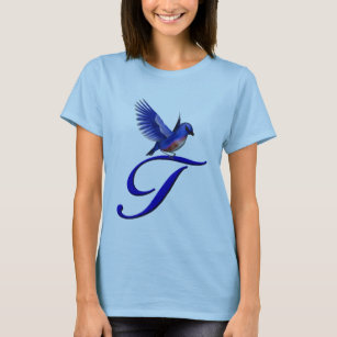 Bluebird Elegant Monogram Initial T T-Shirt