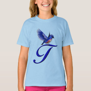 Bluebird Elegant Monogram Initial T  T-Shirt