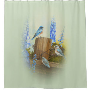 Bluebird Family Shower Curtain