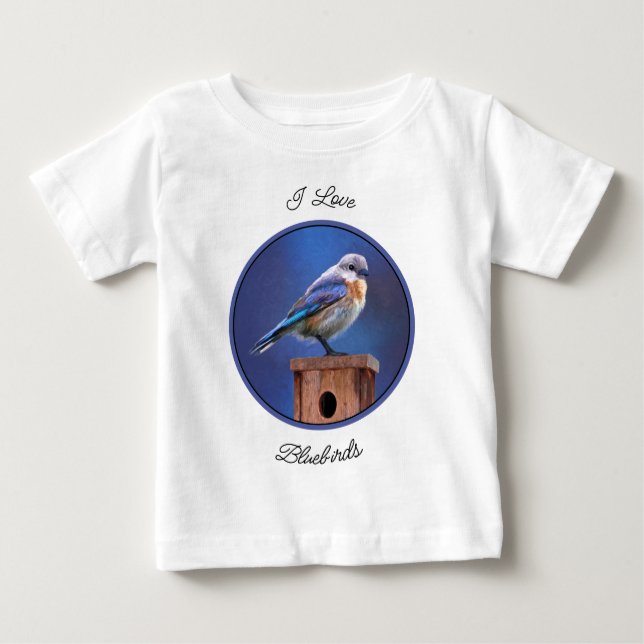 Bluebird (Female) Painting - Original Bird Art Baby T-Shirt (Front)