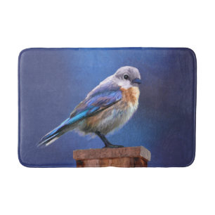 Bluebird (Female) Painting - Original Bird Art Bath Mat