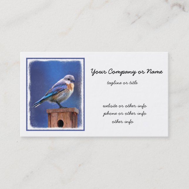 Bluebird (Female) Painting - Original Bird Art Business Card (Front)