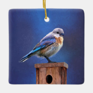 Bluebird (Female) Painting - Original Bird Art Ceramic Ornament