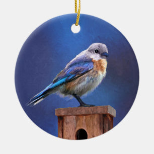 Bluebird (Female) Painting - Original Bird Art Ceramic Ornament