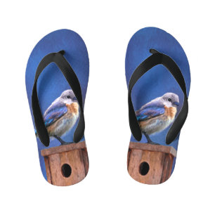 Bluebird (Female) Painting - Original Bird Art Kid's Thongs