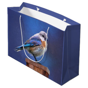 Bluebird (Female) Painting - Original Bird Art Large Gift Bag