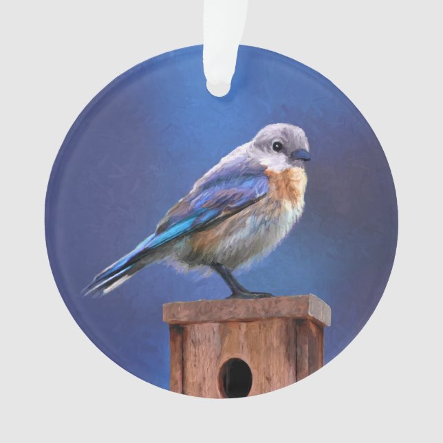 Bluebird (Female) Painting - Original Bird Art Ornament (Front)