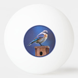 Bluebird (Female) Painting - Original Bird Art Ping Pong Ball