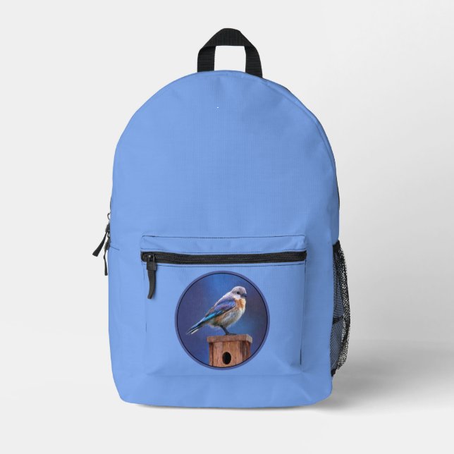 Bluebird (Female) Painting - Original Bird Art Printed Backpack (Front)