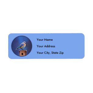 Bluebird (Female) Painting - Original Bird Art Return Address Label