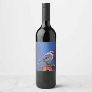 Bluebird (Female) Painting - Original Bird Art Wine Label