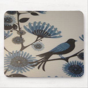 BLUEBIRD FLOWERS MOUSE PAD