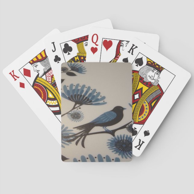 BLUEBIRD FLOWERS PLAYING CARDS (Back)