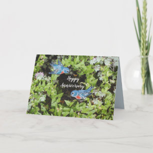 Bluebird Foliage Ivy Floral Botannical Anniversary Card