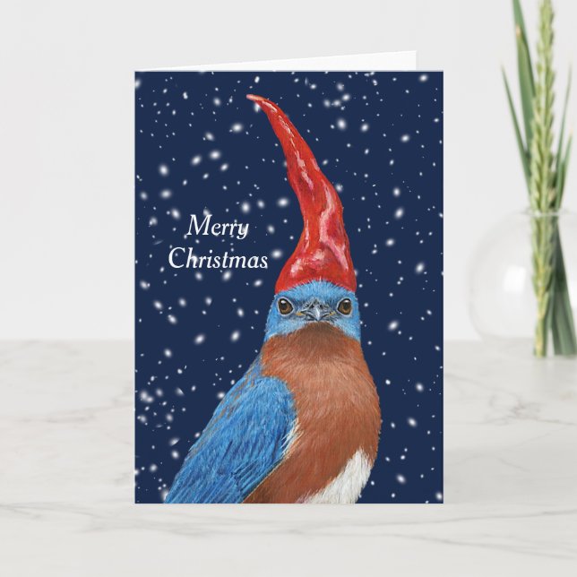 Bluebird Gnome Christmas card (Front)