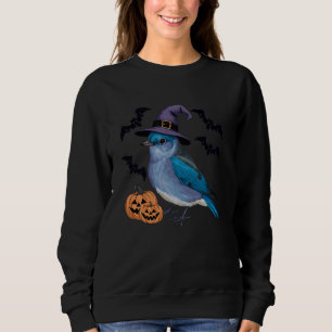 Bluebird Halloween Costume Scary Pumpkin Bat Witch Sweatshirt