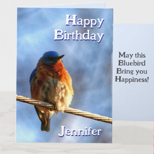 Bluebird Happiness Photographic Birthday Card