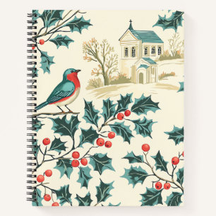 Bluebird Holly Christmas Winter Church Notebook